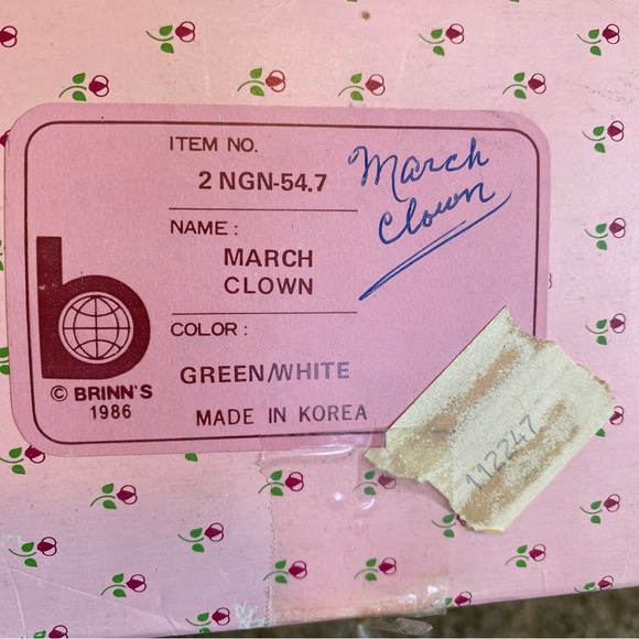 Brinn's 1986 Flora Belle March Calendar Clown Luck of The Irish In Box - Picture 9 of 9